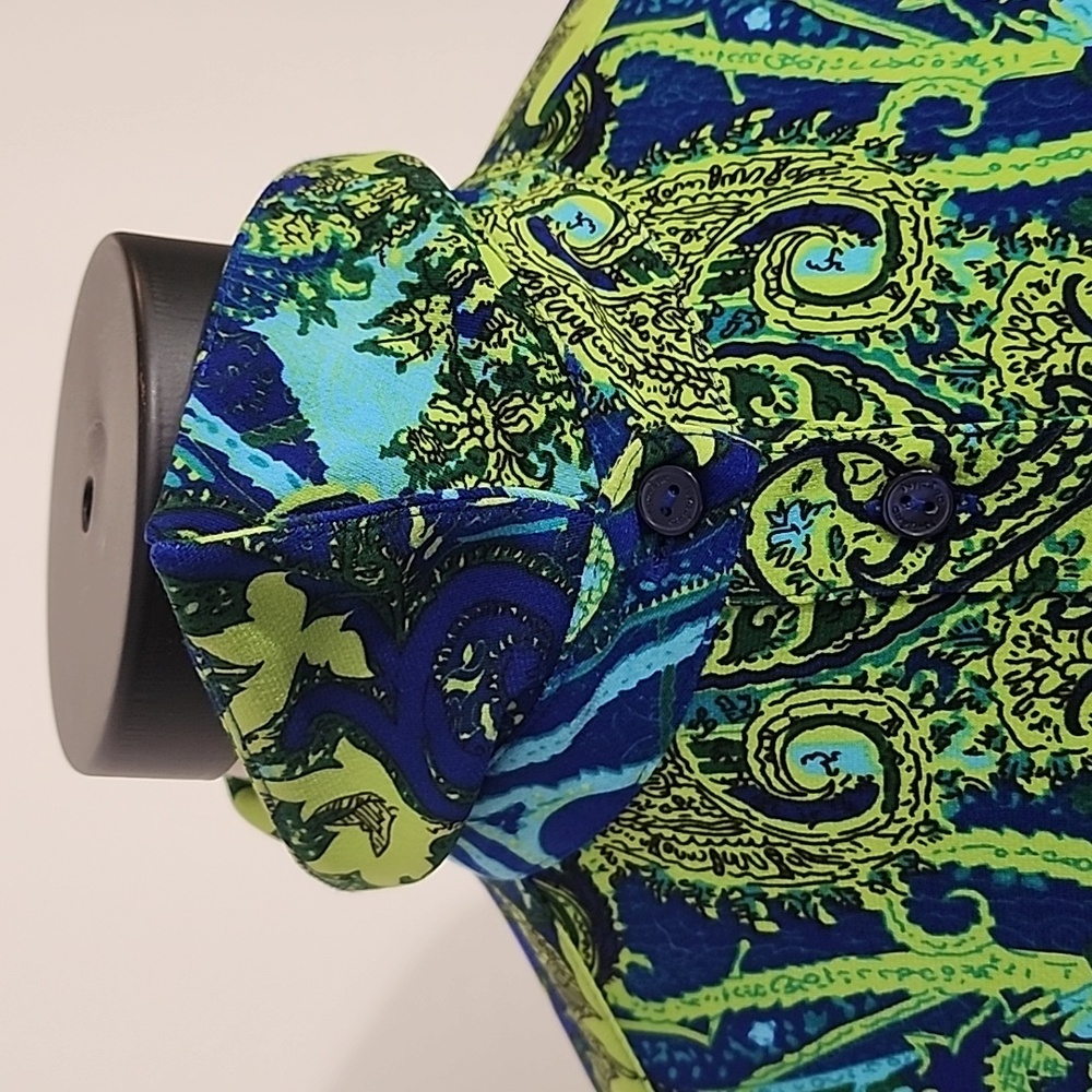 Nygard Shirt Paisley Abstract Button Down Tie Front Long Sleeve Blue Size PM - Picture 8 of 13